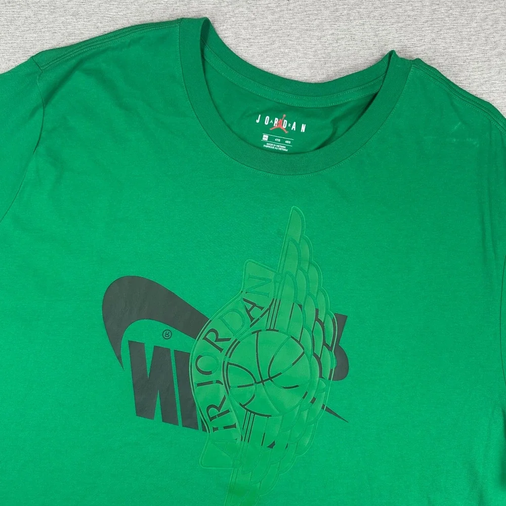 Nike Air Jordan Wings Logo T-Shirt Men's 4XL Green Graphic Tee AO0601-302